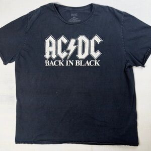 AC/DC Back In Black Men's Black Graphic Print T-Shirt Mens Size 3XL 100% Cotton